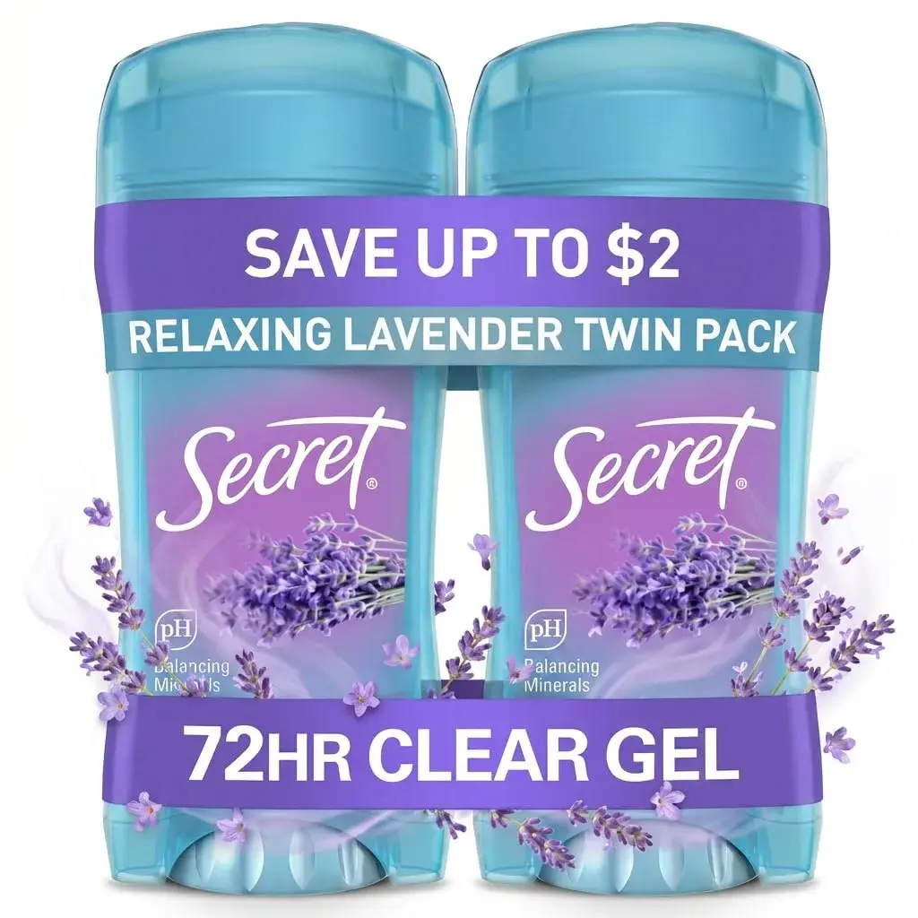 Secret Fresh Clear Gel Antiperspirant Deodorant for Women, 72hr Protection, 5.2 oz (Pack of 2) | pH Balancing Minerals - main product image