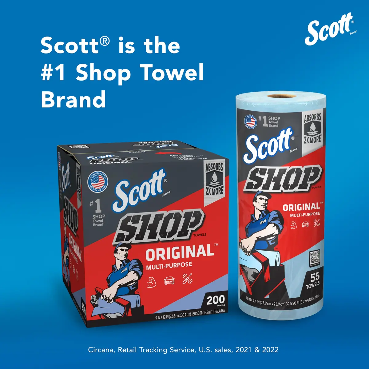Scott Shop Original Blue Paper Towels 1650 Sheets (75130) | Absorbent & Durable for Tough Jobs - view 3