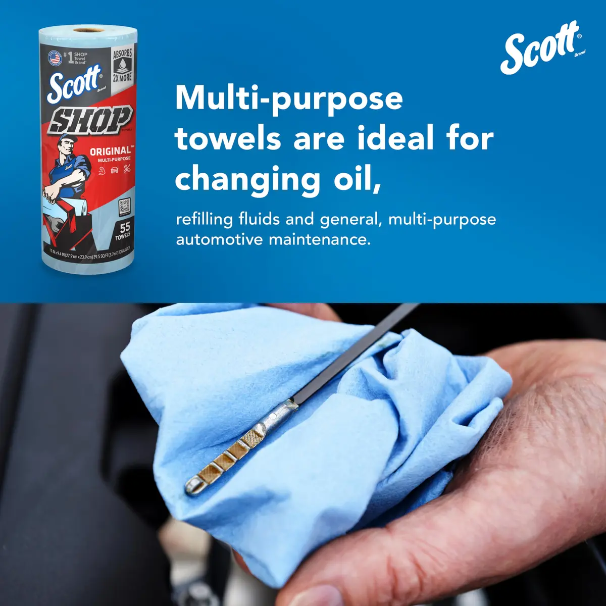 Scott Shop Original Blue Paper Towels 1650 Sheets (75130) | Absorbent & Durable for Tough Jobs - view 4