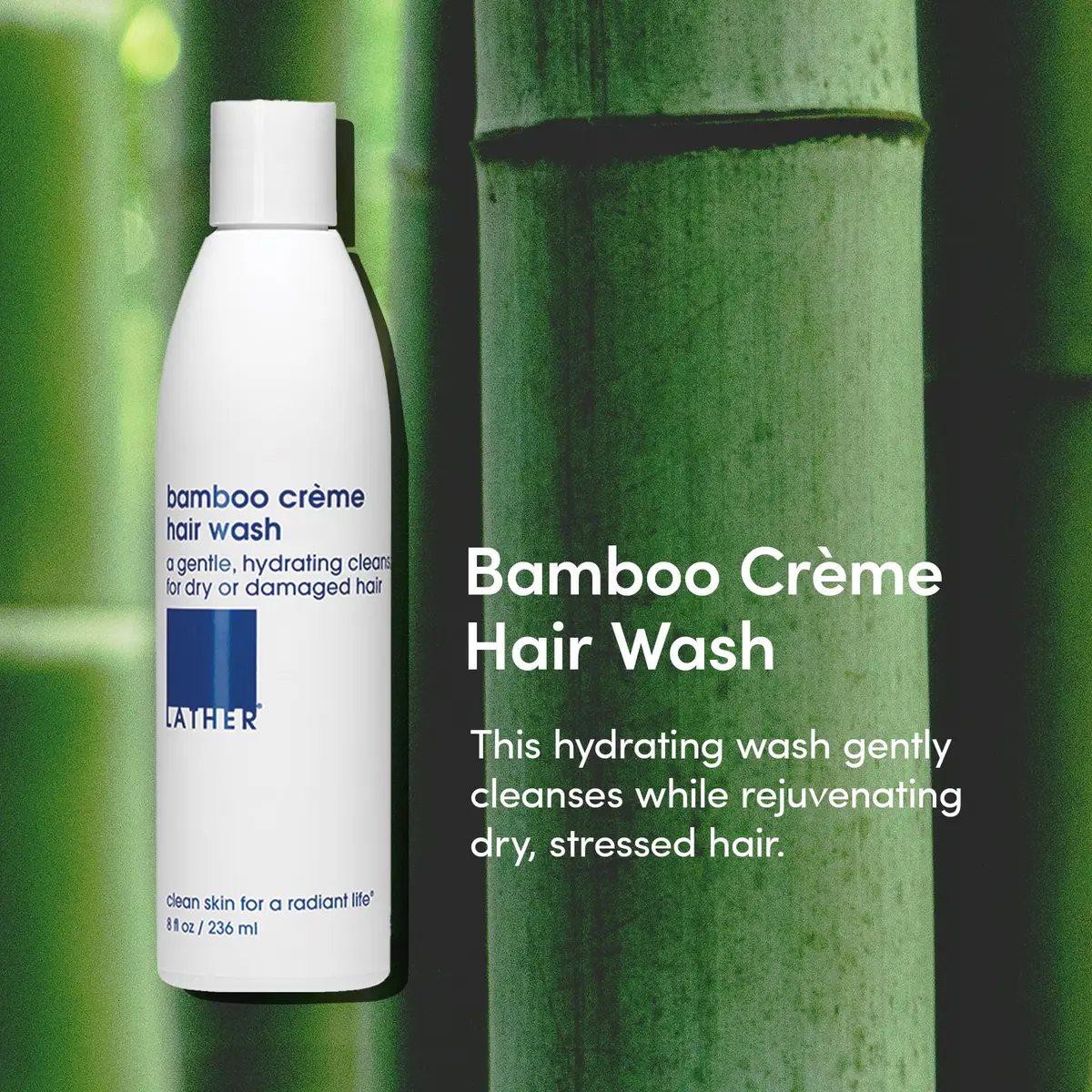 LATHER Bamboo Crème Hair Wash 8 fl oz | Revitalizes Dry, Sensitive Hair with Jojoba Oil & Essential Oils - view 2