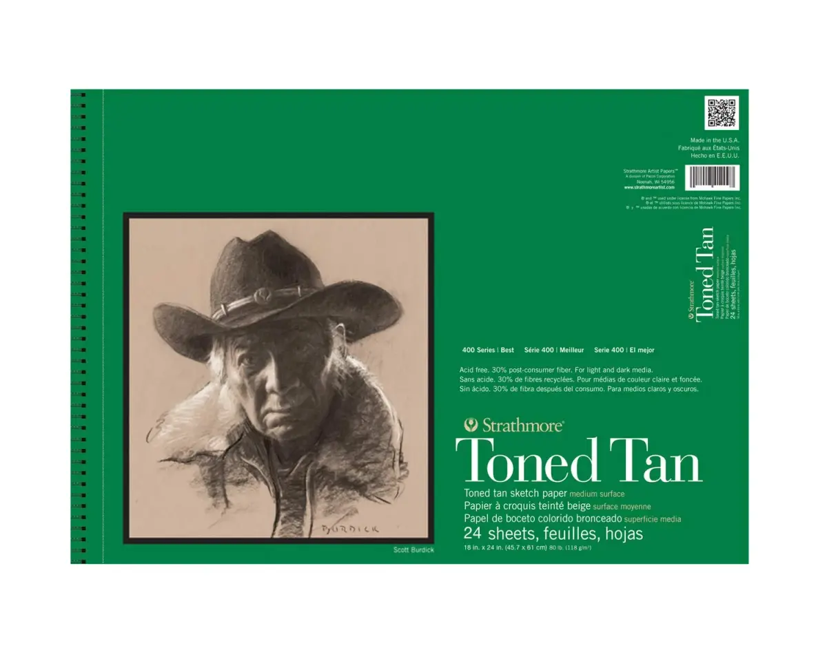 Strathmore 400 Series Toned Tan Sketch Pad 18 x 24 inches (24 Sheets) | 80 lb Paper for Light & Dark Media - main product image