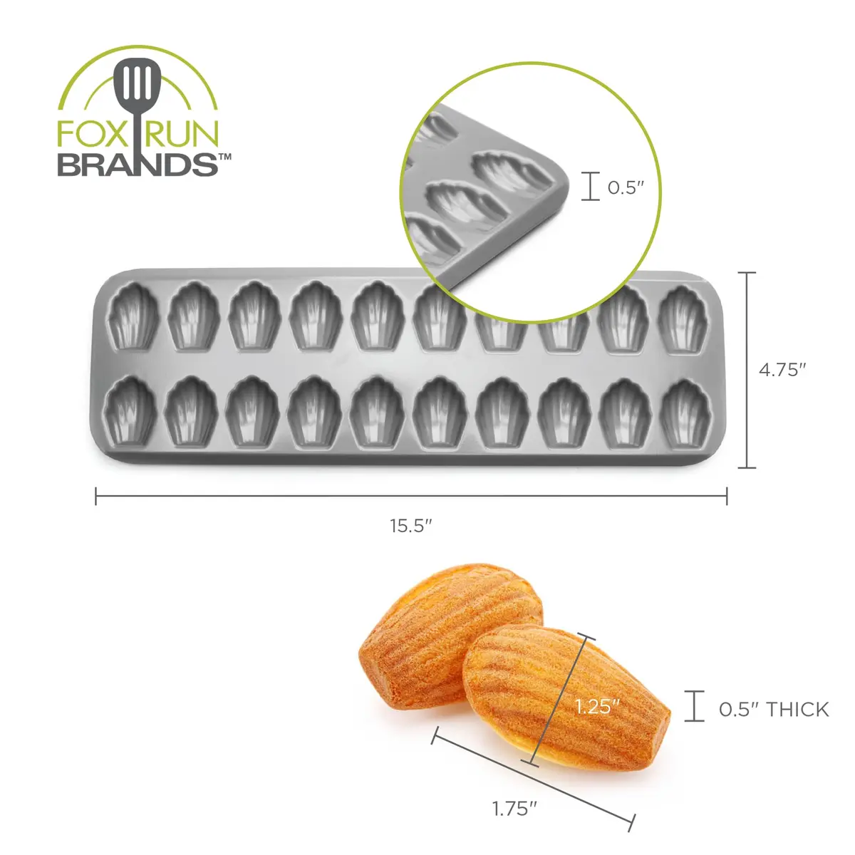 Fox Run Mini Madeleine Pan, 20-Cup, Non-Stick | Even Heat Transfer & Easy Release - view 4
