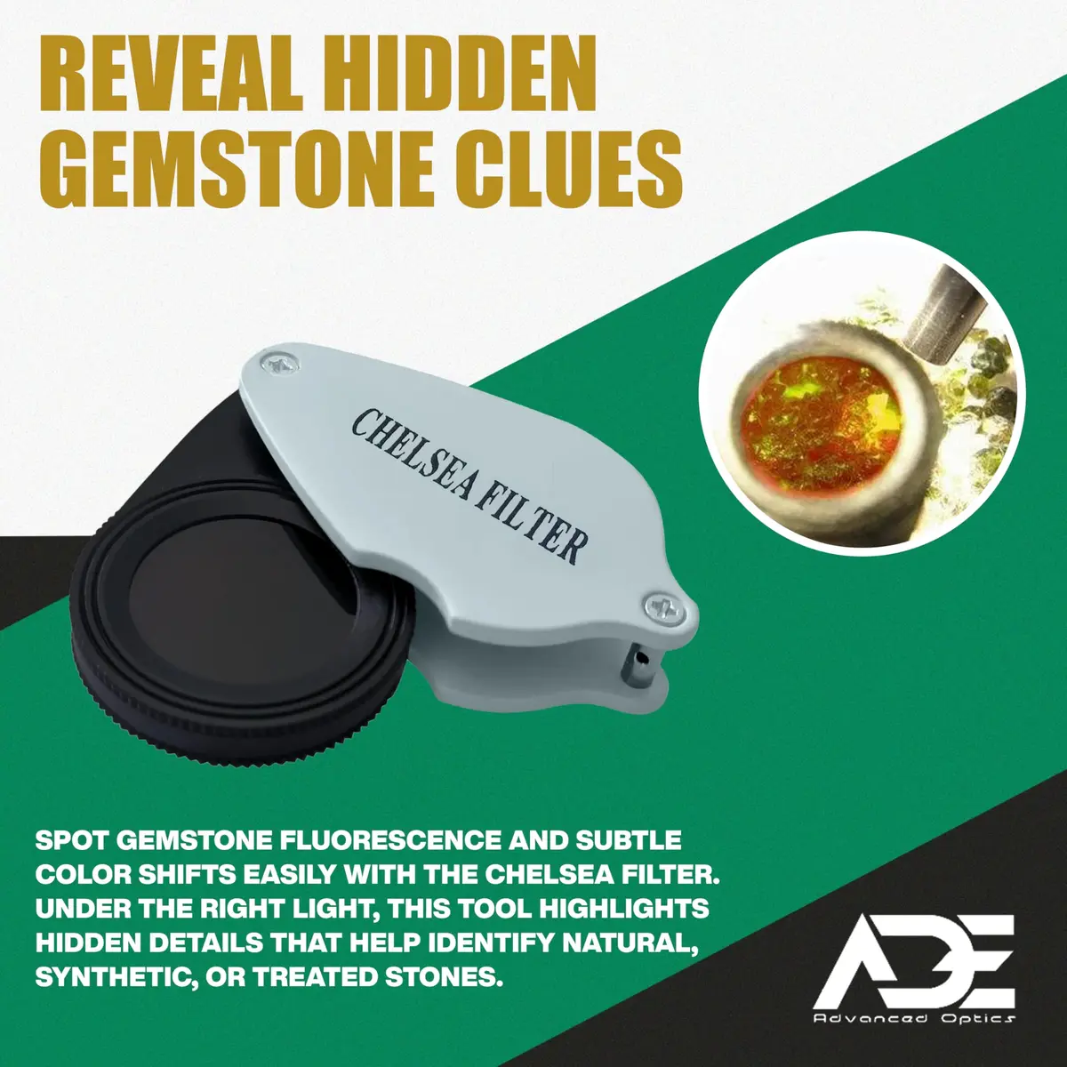 Ade Advanced Optics Chelsea Filter – Gemstone Identification Tool for Emerald, Jadeite, Green & Gem Stones Testing – Compact Jewelers Filter - view 7