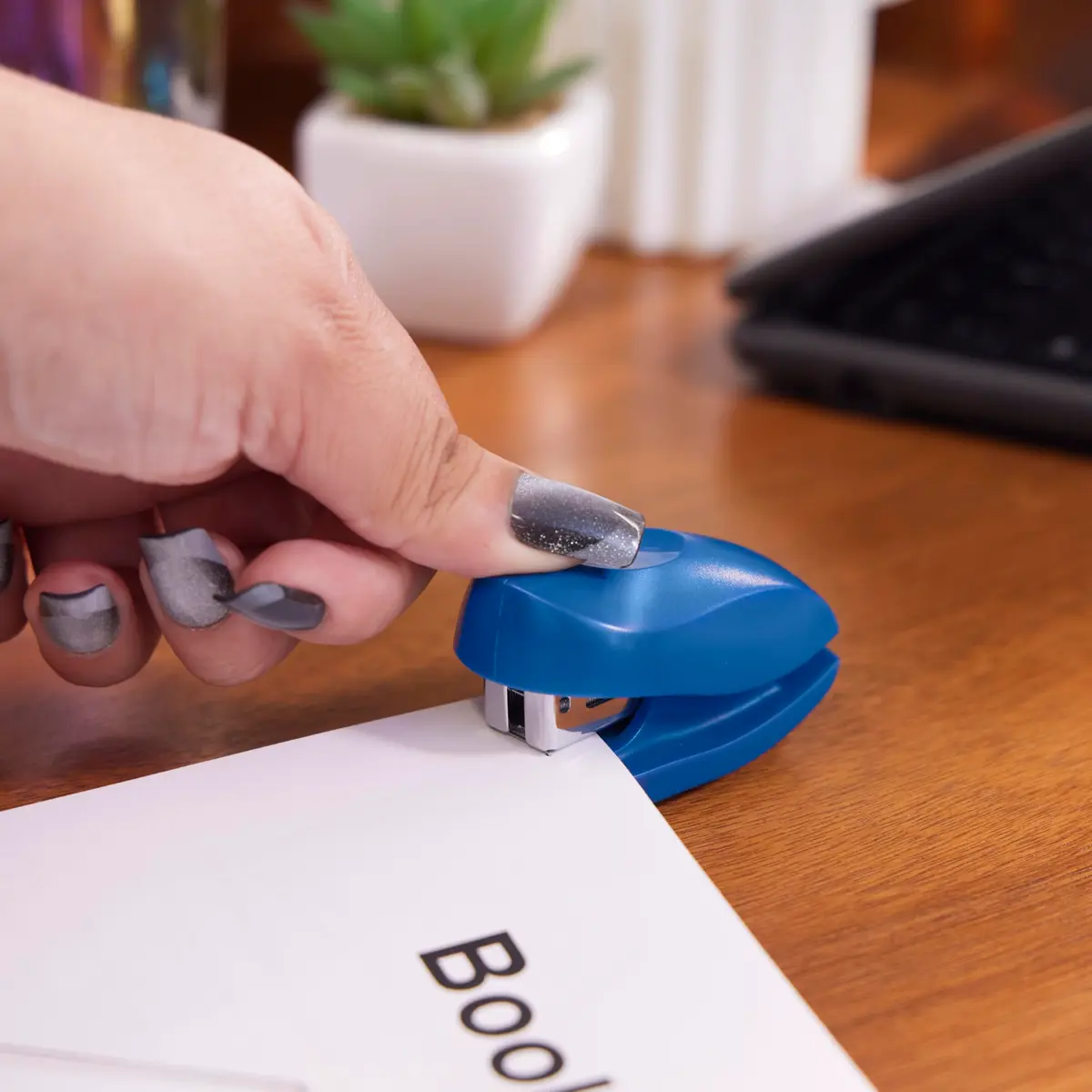 Swingline Mini Stapler 12 Sheet Capacity Blue | Compact Desk Stapler with Staples & Remover - view 3