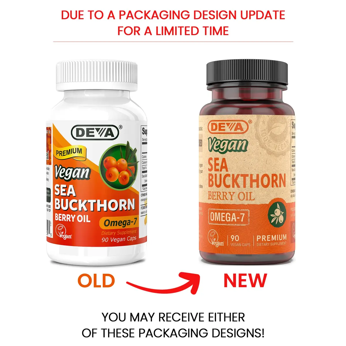 DEVA Vegan Sea Buckthorn Berry Oil 500mg | Cold-Pressed, Unrefined, Omega-7 Rich, 90 Capsules - view 2