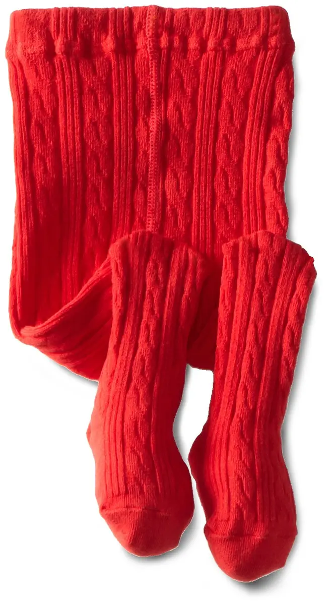 Jefferies Socks Girls 2-6X Cable Tight, Red, 4-6 Years | Classic Style with Comfort Fit - main product image