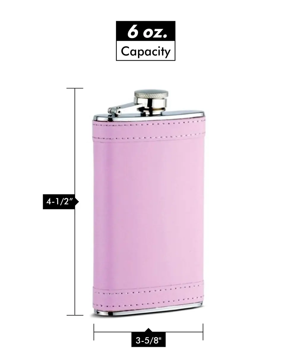 Flasks.com Pink 6 oz (177 ml) Hip Flask | Rustproof Stainless Steel Pocket Flask - view 2