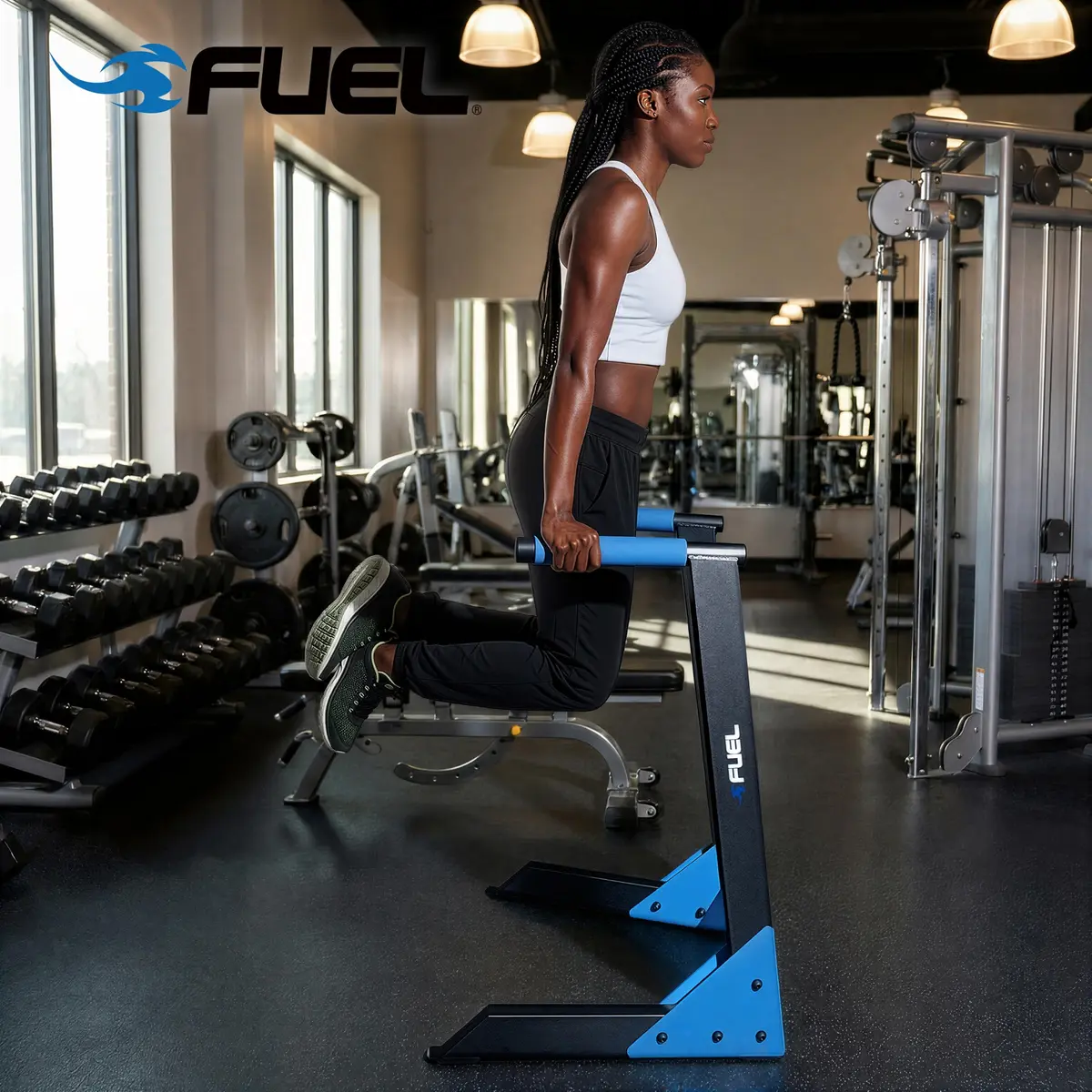 Fuel Pureformance Deluxe Dip Station with Olympic Rings | Heavy-Duty Steel Bodyweight Trainer (29.92" x 24.8" x 38.58") - view 6