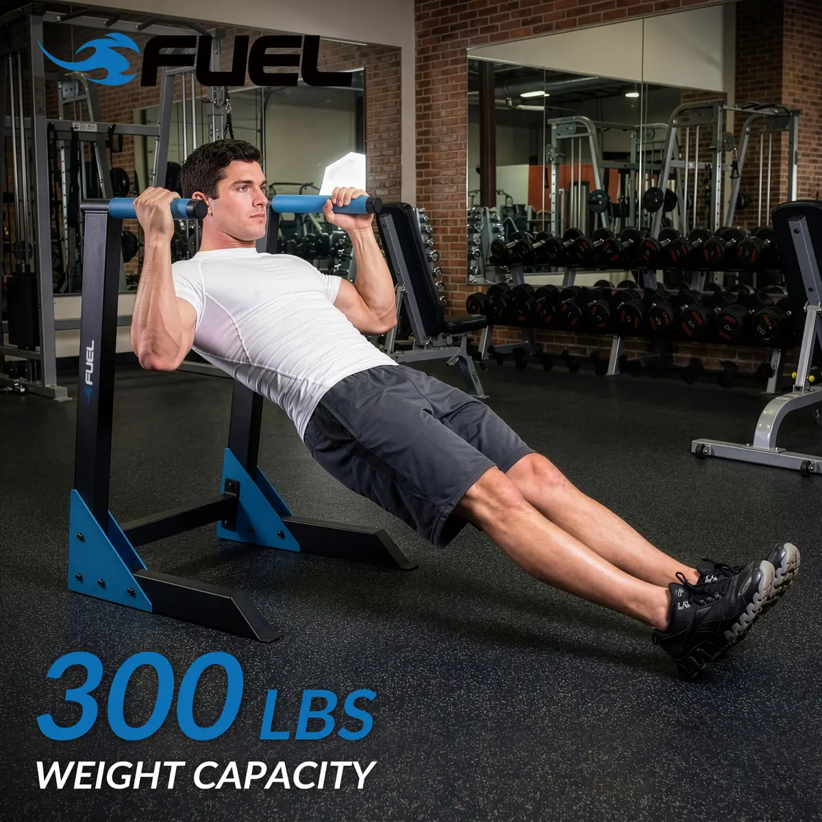 Fuel Pureformance Deluxe Dip Station with Olympic Rings | Heavy-Duty Steel Bodyweight Trainer (29.92" x 24.8" x 38.58") - view 7