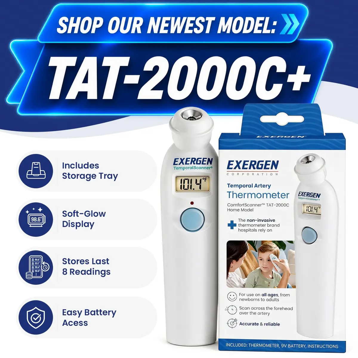Exergen Temporal Artery Thermometer | Fast Accurate Forehead Reading for Kids & Adults - view 3