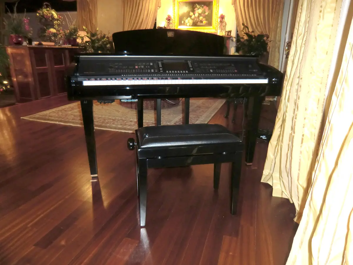 ProRockGear AP Deluxe Adjustable Height Piano Bench Black | Elegant Wooden Frame & Faux Leather Seat - view 4