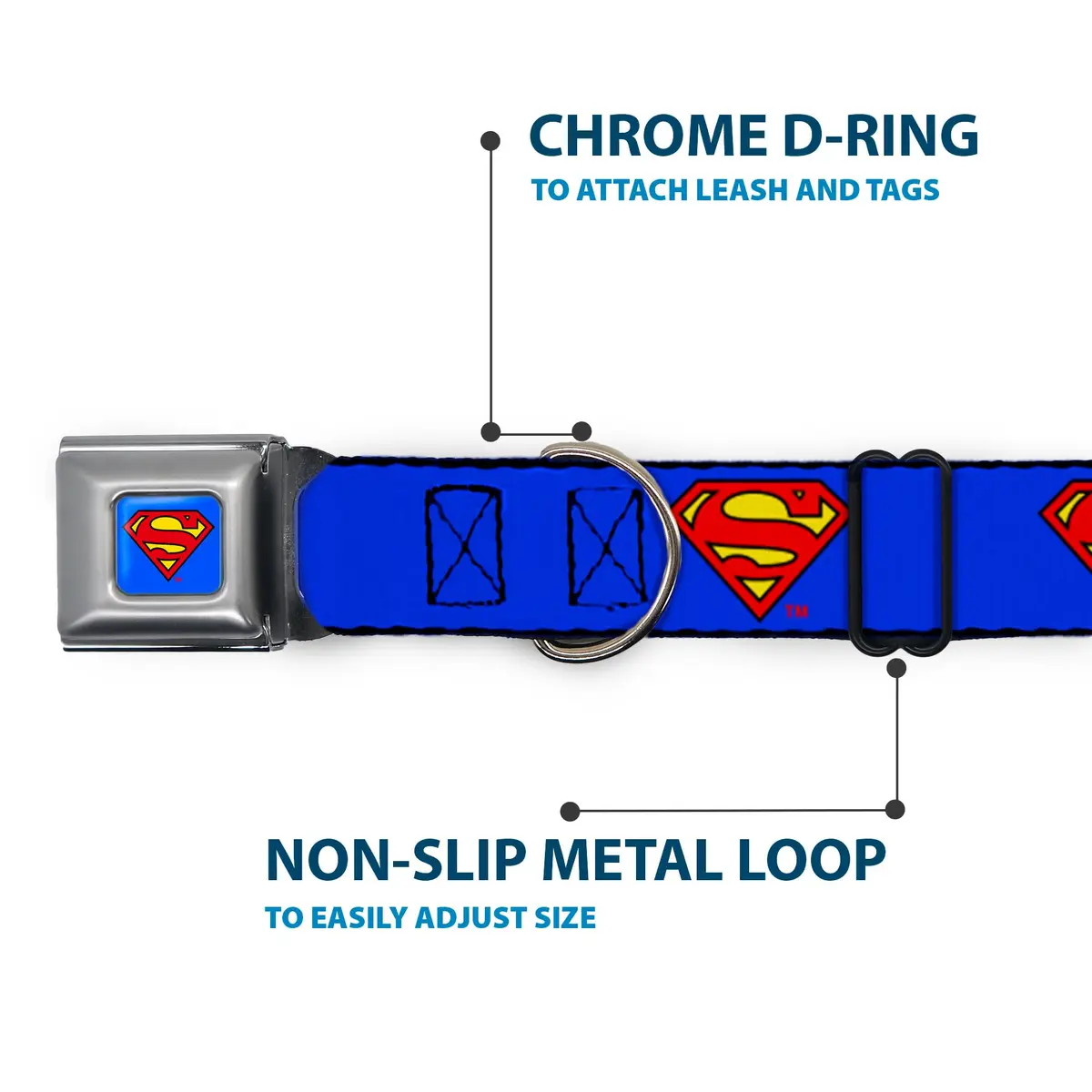 Buckle-Down Superman Seatbelt Dog Collar 15-26" | Vibrant DC Comics Artwork, Made in USA - view 5