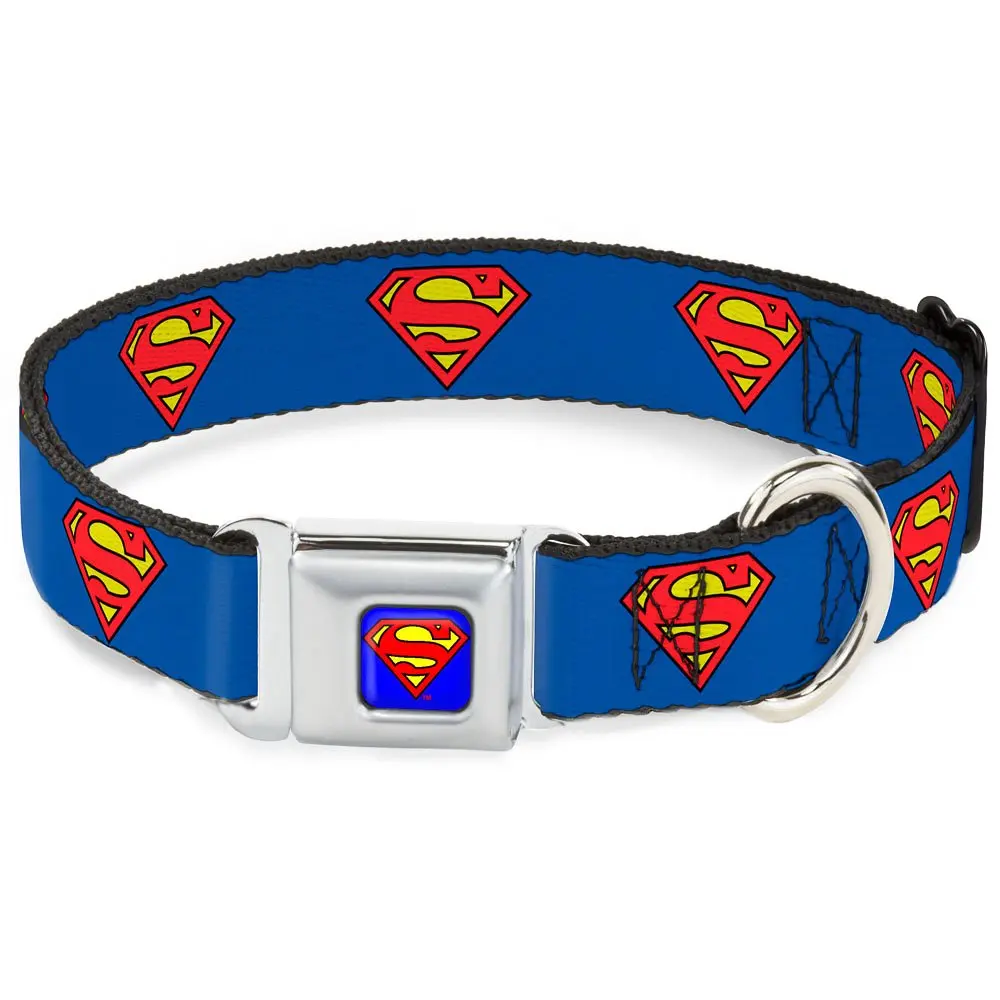 Buckle-Down Superman Seatbelt Dog Collar 15-26" | Vibrant DC Comics Artwork, Made in USA - main product image