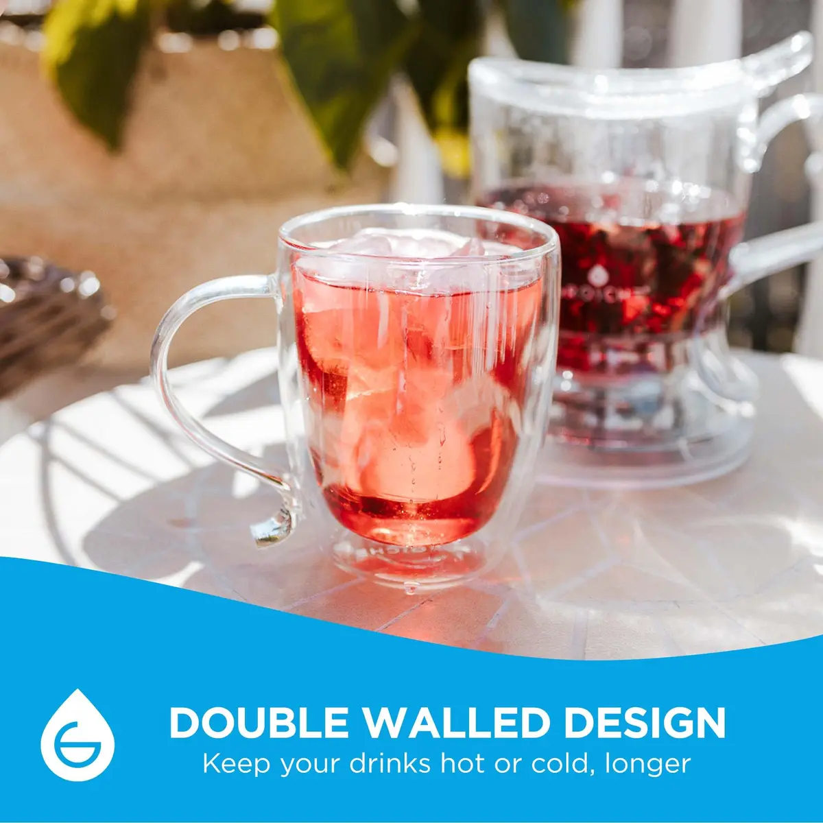 GROSCHE Cyprus Double Wall Glass Mug 16 Oz | Elegant Insulated Coffee & Tea Cup - view 2