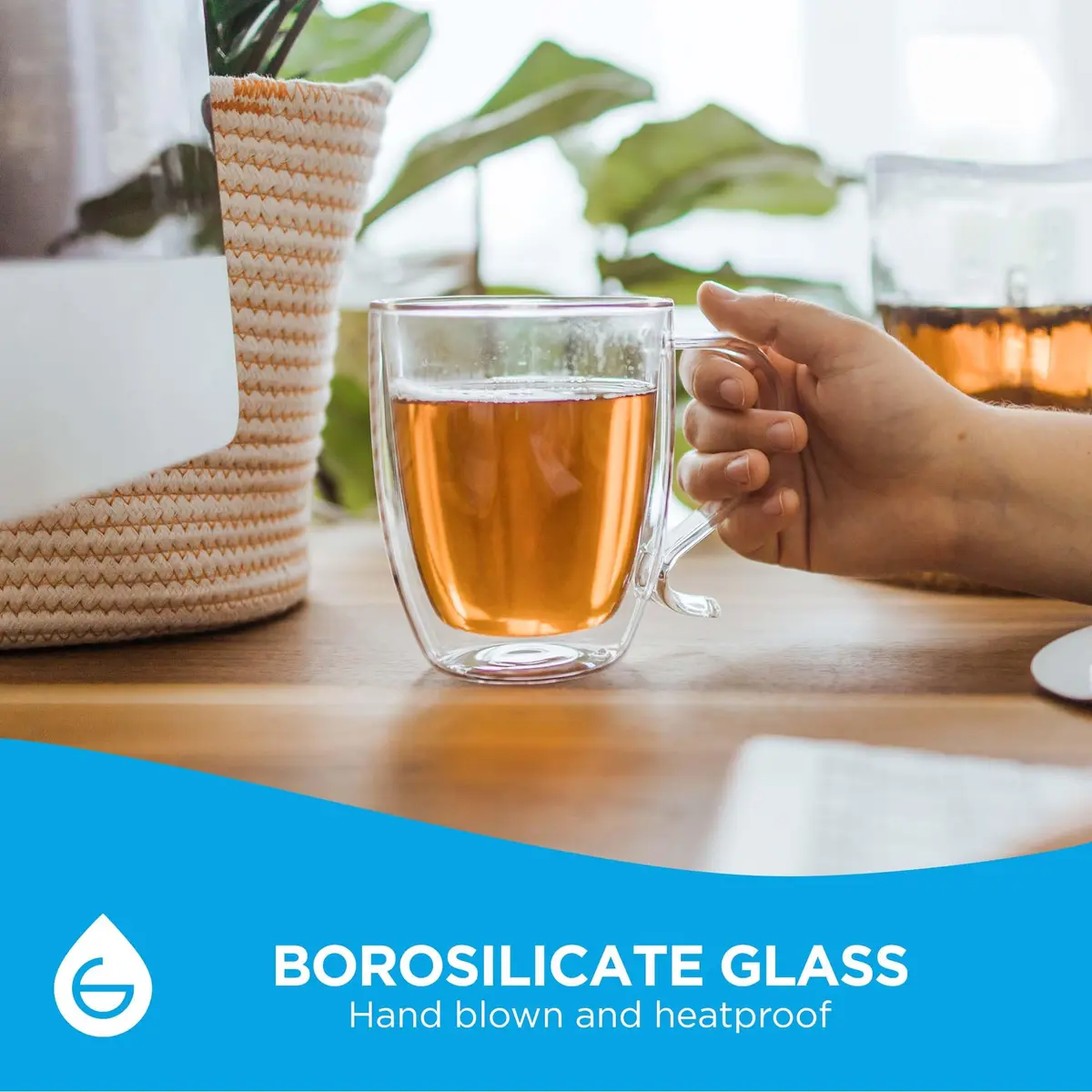 GROSCHE Cyprus Double Wall Glass Mug 16 Oz | Elegant Insulated Coffee & Tea Cup - view 3