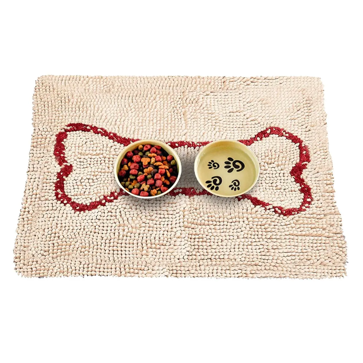 Soggy Doggy Slopmat Dog Food & Water Mat Beige 18x24 Inches (45x61 cm) | Microfiber Chenille for Messy Drinkers - main product image