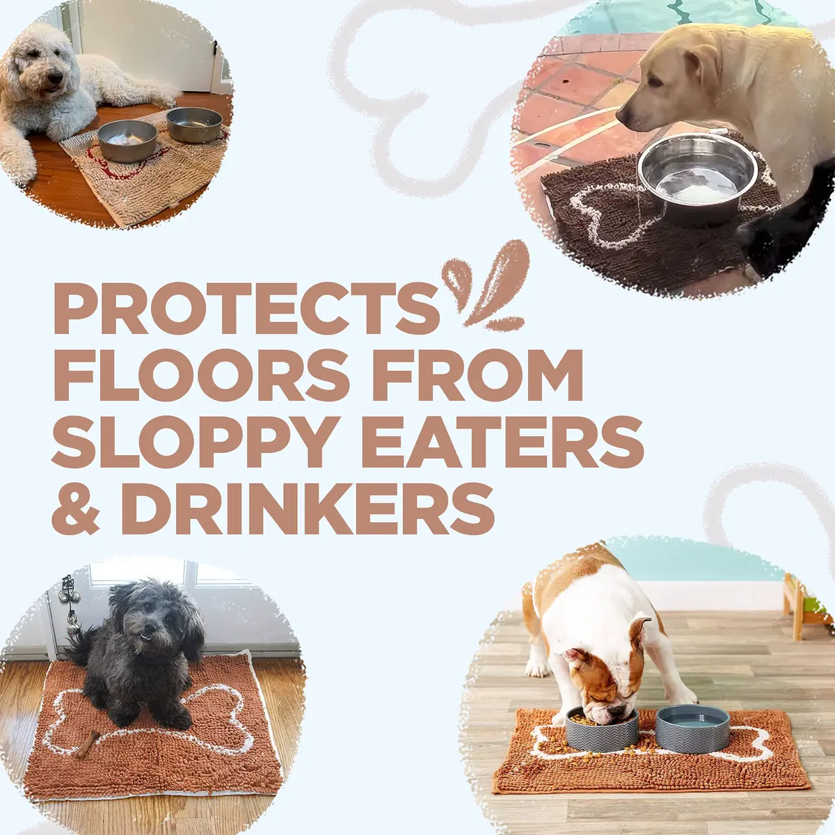 Soggy Doggy Slopmat Dog Food & Water Mat Beige 18x24 Inches (45x61 cm) | Microfiber Chenille for Messy Drinkers - view 6