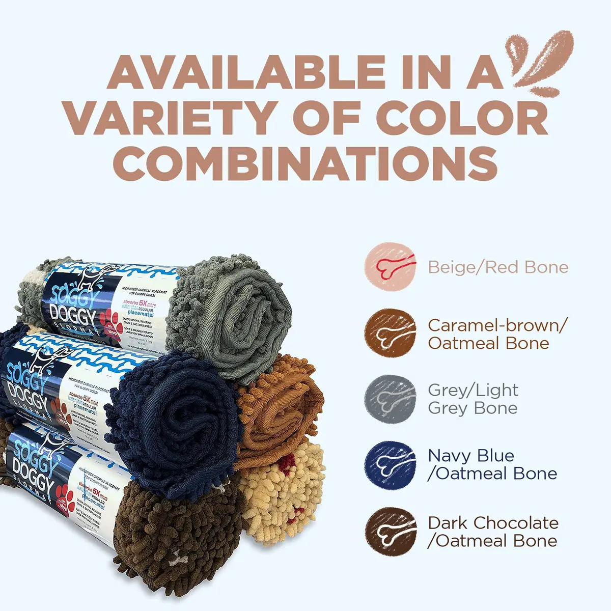 Soggy Doggy Slopmat Dog Food & Water Mat Beige 18x24 Inches (45x61 cm) | Microfiber Chenille for Messy Drinkers - view 8