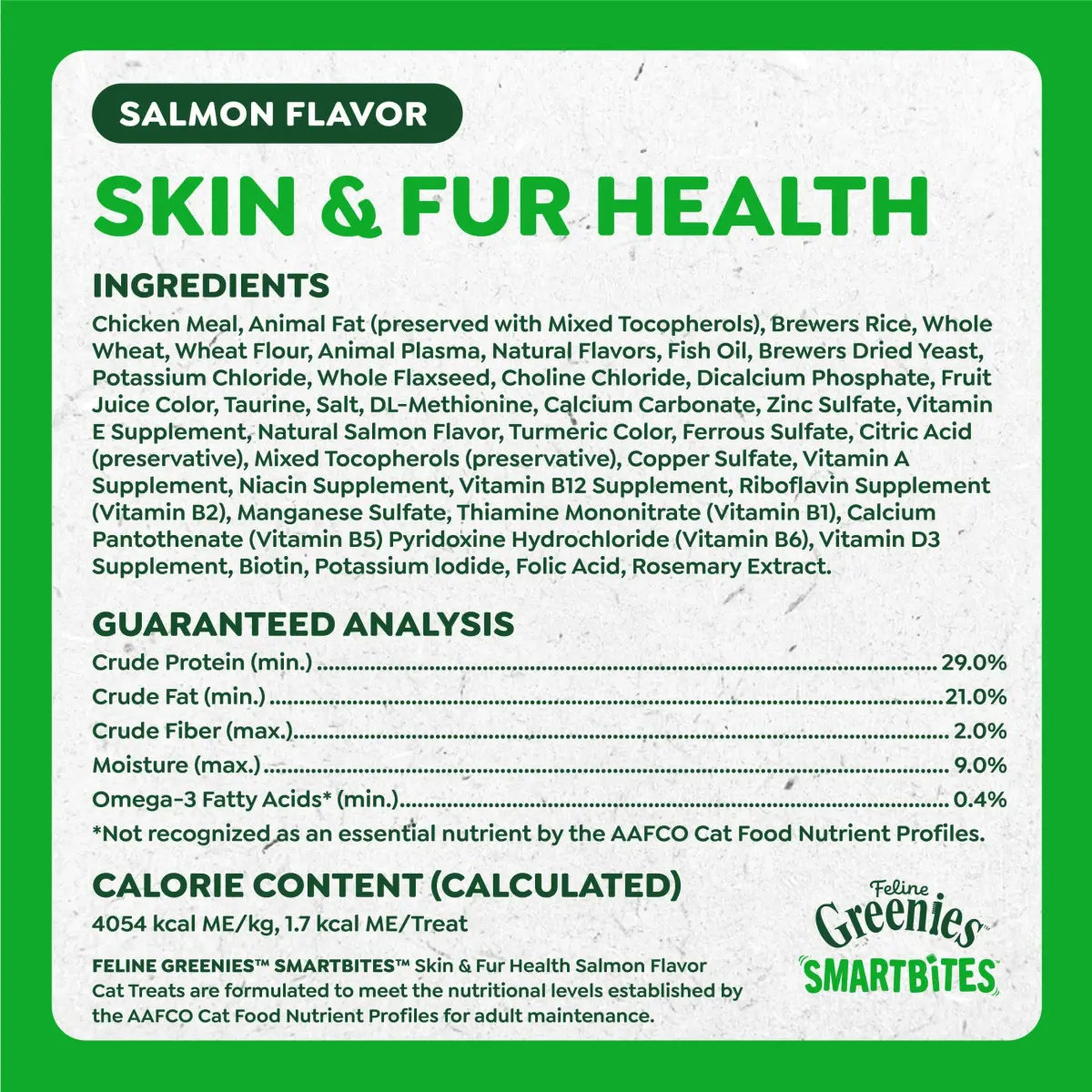 Greenies Feline Smartbites Skin & Fur Health Cat Treats, Salmon, 60g (2.1 oz) | Veterinarian-Formulated for Healthy Skin & Fur - view 9