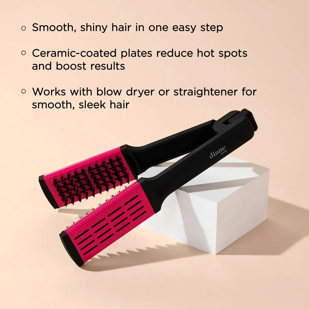 Diane Ceramic Double-Sided Straightening Hair Brush with Nylon Bristles | 9 in 1 Styling Tool for Smooth, Shiny Hair - view 3