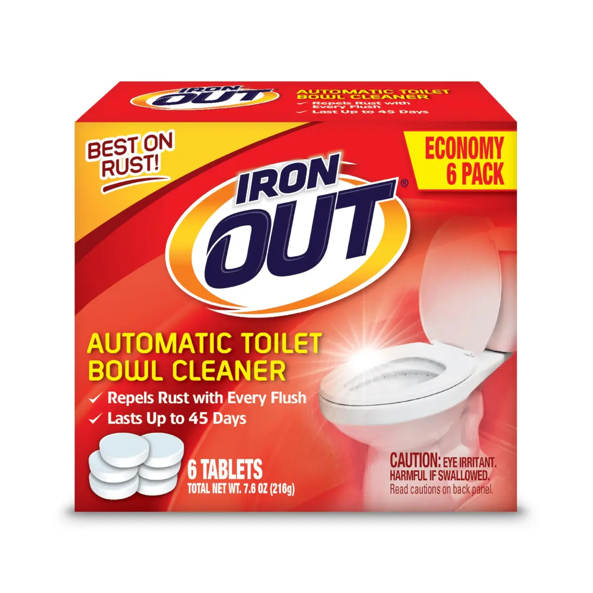 Iron OUT Rust Stain Remover Automatic Toilet Bowl Cleaner Tablets 6 Count | Prevents Rust & Hard Water Stains - main product image