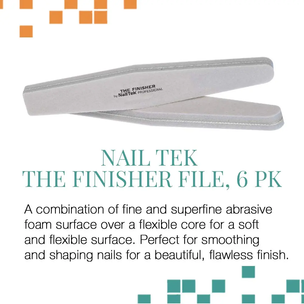 Nail Tek The Finisher Nail File – Double-Sided 240/400 Grit Files for Natural Nails, Acrylic & Gel, Manicure and Pedicure Kit Supplies, 6 Pack | Fine Grit, 7 Inch - view 2