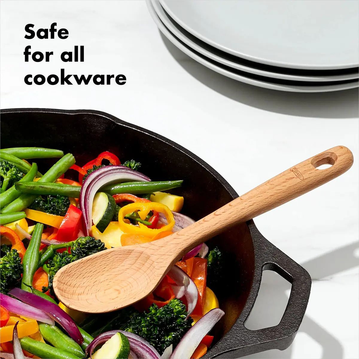 OXO Good Grips 3-Piece Wooden Spoon Set | Solid Beechwood, Safe for Non-Stick Cookware, Hand Wash Only - view 4