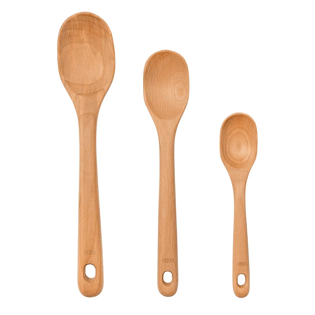 OXO Good Grips 3-Piece Wooden Spoon Set | Solid Beechwood, Safe for Non-Stick Cookware, Hand Wash Only - main product image