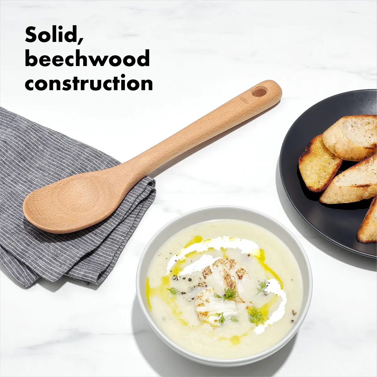OXO Good Grips 3-Piece Wooden Spoon Set | Solid Beechwood, Safe for Non-Stick Cookware, Hand Wash Only - view 2