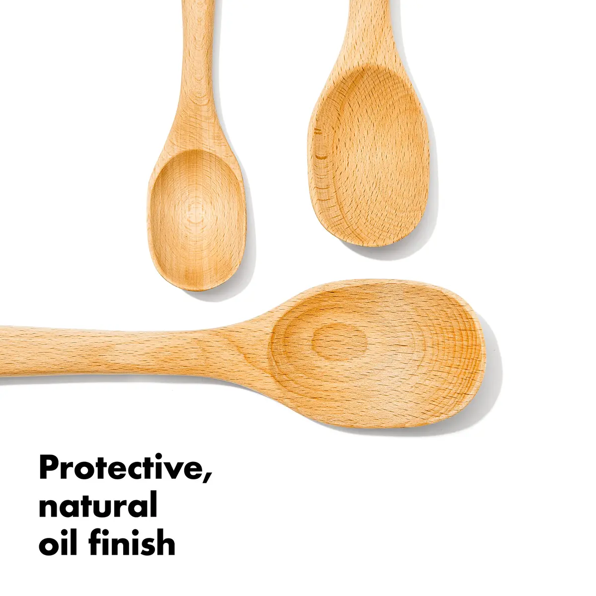 OXO Good Grips 3-Piece Wooden Spoon Set | Solid Beechwood, Safe for Non-Stick Cookware, Hand Wash Only - view 3