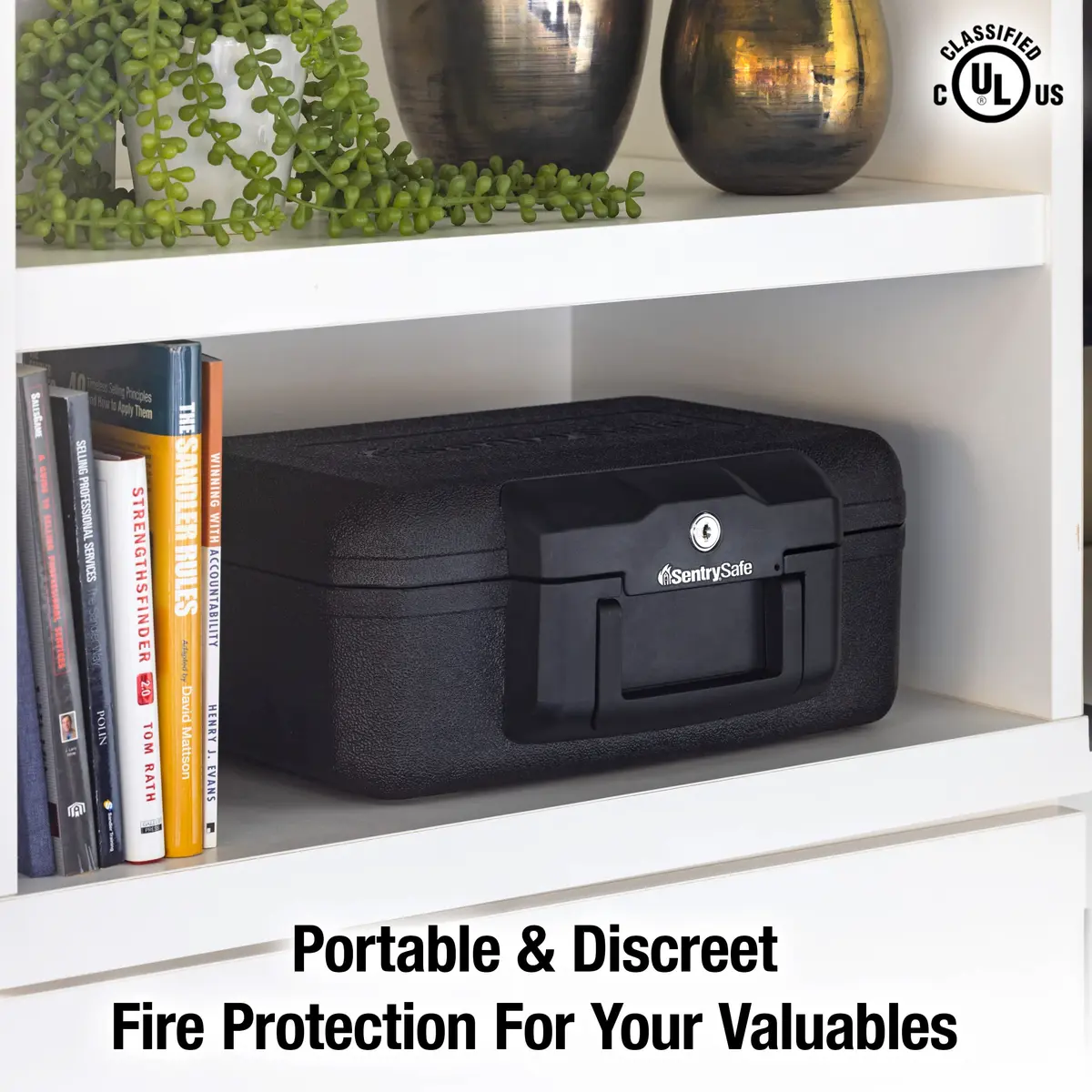 SentrySafe Fireproof Money Safe with Key Lock, Black 14.3 in W x 6.1 in H | Fire Resistant Document Box - view 2
