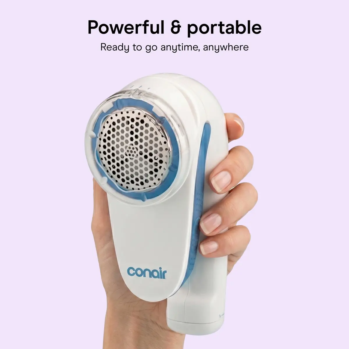 Conair Fabric Shaver and Lint Remover 2" Large Head | Portable, Battery-Operated, 3 Settings, White - view 6