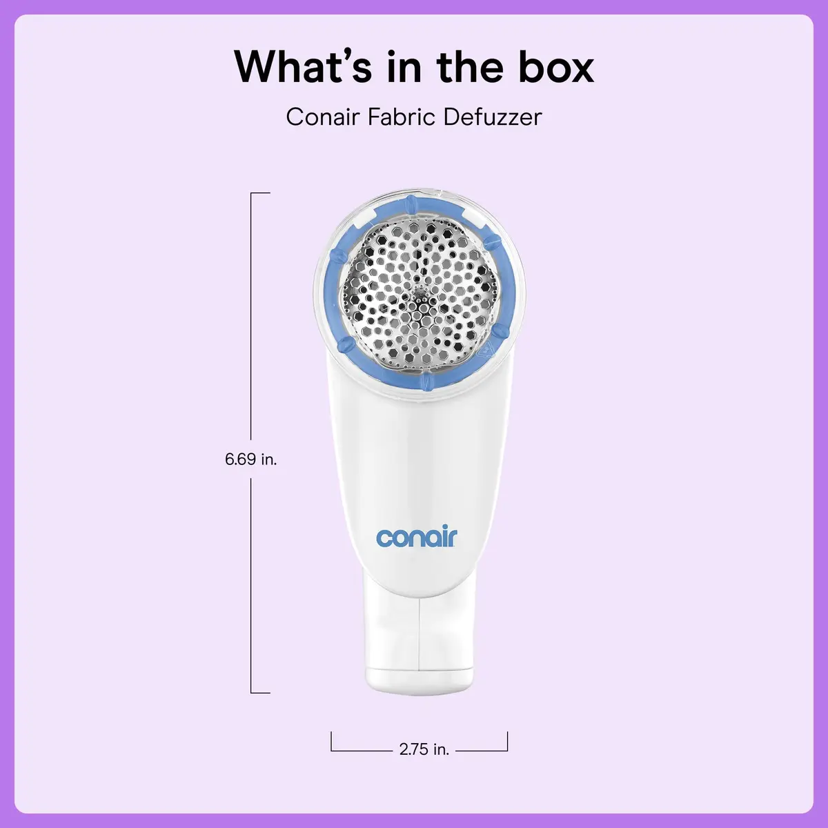 Conair Fabric Shaver and Lint Remover 2" Large Head | Portable, Battery-Operated, 3 Settings, White - view 7