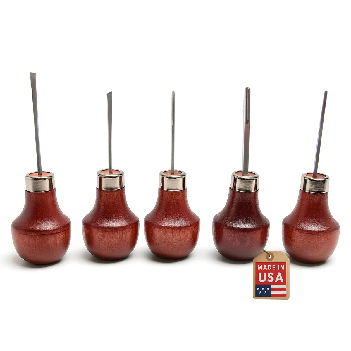 UJ Ramelson Co Wood Carving Tools Palm Set for Woodworking, Fine Miniature Detail, Stamp Making, Tile Etching, Mini Chisel and Gouge, 5 Pieces | Precision Miniature Carving - main product image