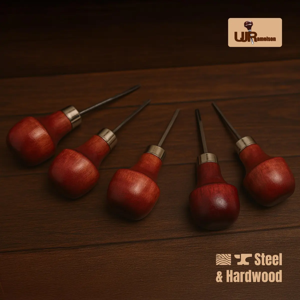 UJ Ramelson Co Wood Carving Tools Palm Set for Woodworking, Fine Miniature Detail, Stamp Making, Tile Etching, Mini Chisel and Gouge, 5 Pieces | Precision Miniature Carving - view 6