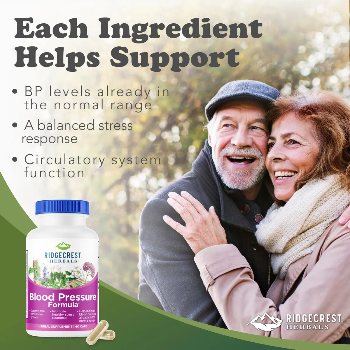 RidgeCrest Herbals Blood Pressure Herbal Formula Circulation Support 60 Ct | Natural Circulatory Tonic for Adults - view 2