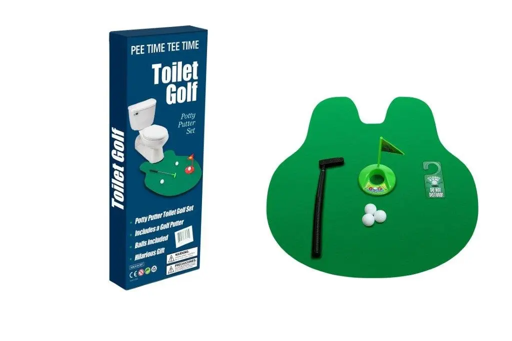 EZ Drinker Toilet Golf Joke & Novelty Set | Play Golf on the Toilet, Fun Gag Gift for Adults (17.7in x 6.6in x 2.2in) - main product image