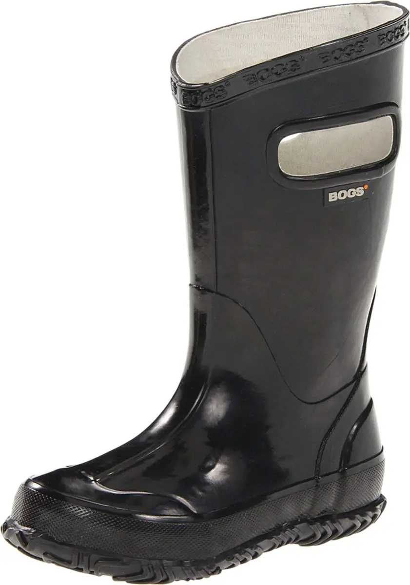 BOGS Kids Rainboot Solid Boot - BLACK - 10 | Waterproof Rubber, Easy Pull Handles, Non-Slip Outsole - main product image