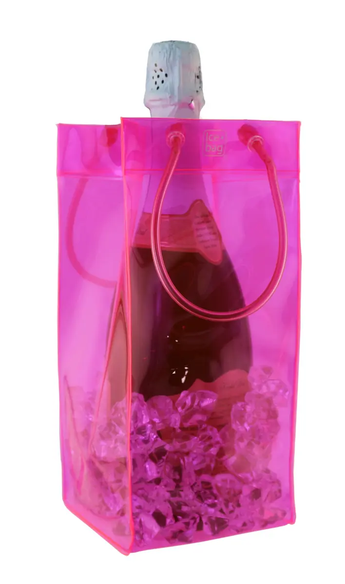 Franmara Collapsible Wine Cooler Bag (Translucent Pink) 26.9cm (10.6in) H x 11.7cm (4.6in) W x 10.2cm (4in) D | Reusable Ice Bucket for Parties & Picnics - main product image