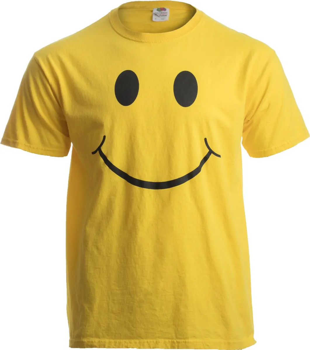 Ann Arbor T-shirt Co. Smile Face Unisex T-Shirt Medium Yellow | Soft Cotton, Modern Fit, Positive Vibe - main product image