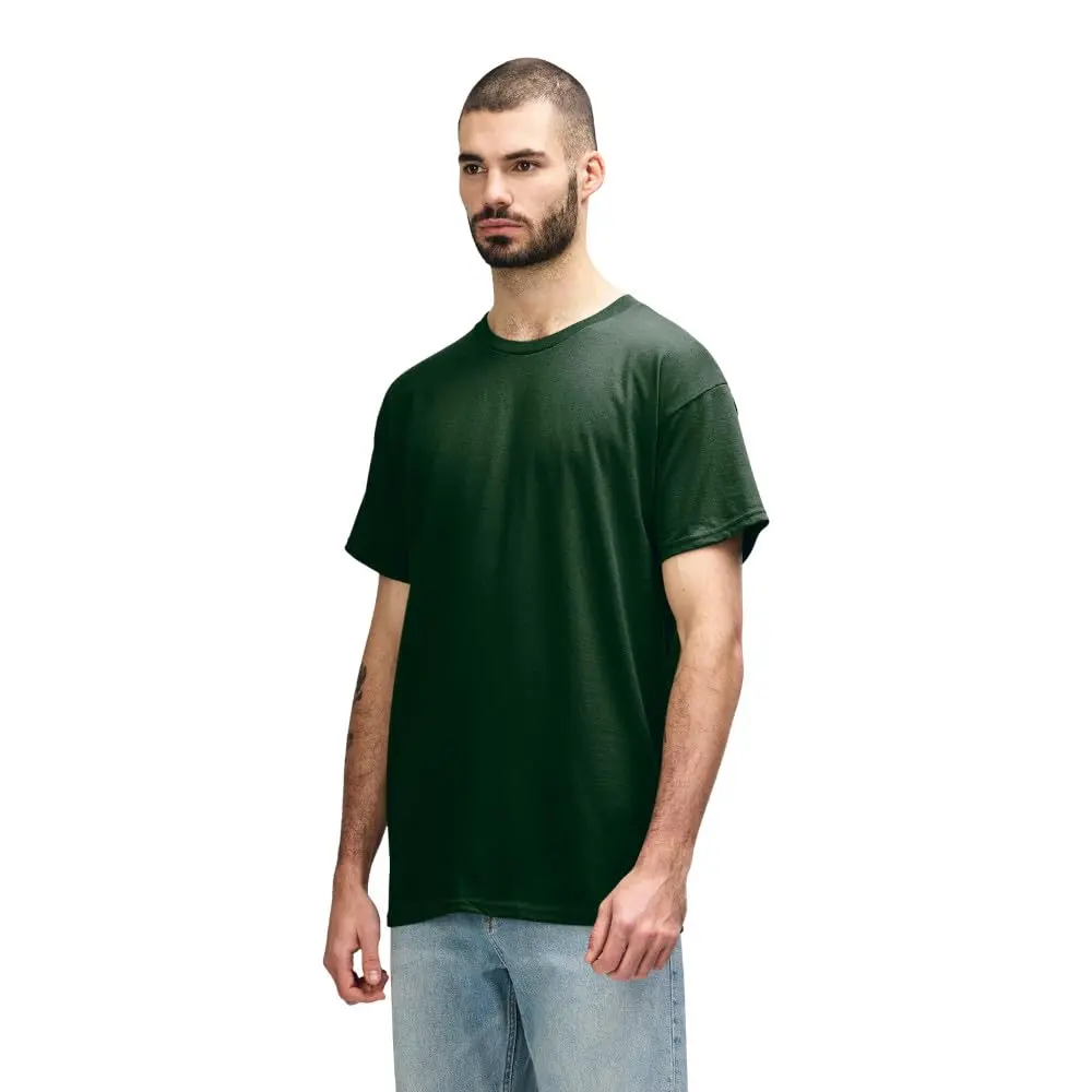 Gildan Heavy Cotton T-Shirt Large Forest Green | 100% Preshrunk Cotton - view 3