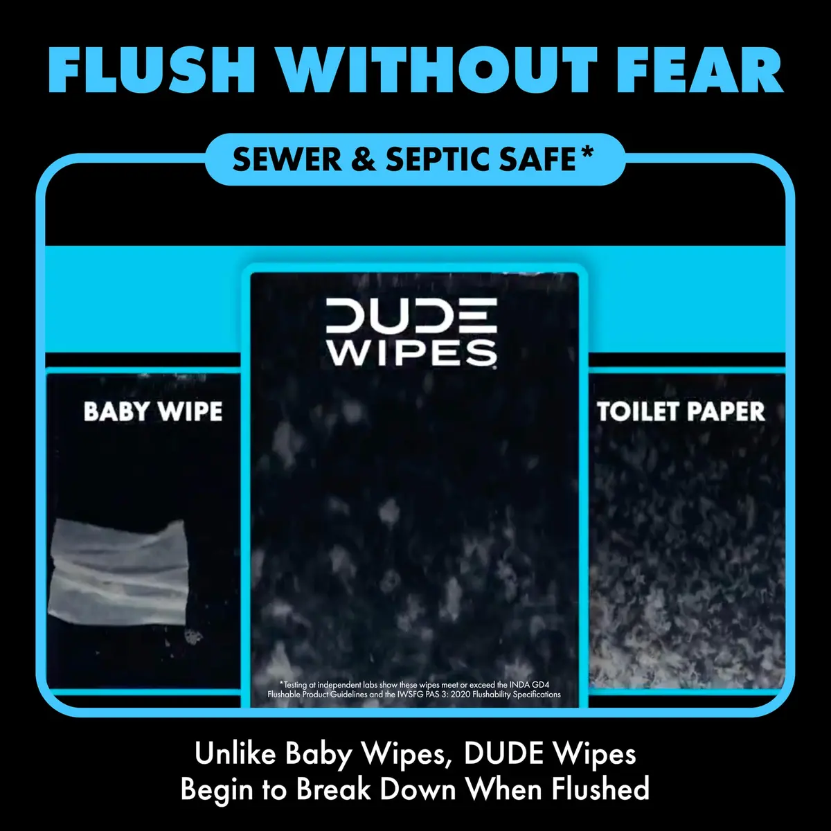 DUDE Wipes On-The-Go Unscented Adult Flushable Travel Wipes 30 Count | Plant-Based & Septic-Safe - view 5