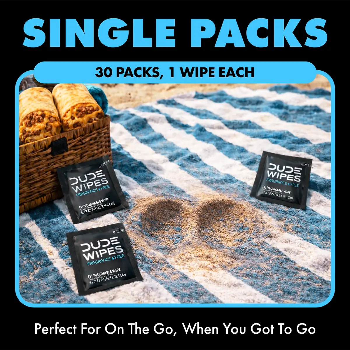 DUDE Wipes On-The-Go Unscented Adult Flushable Travel Wipes 30 Count | Plant-Based & Septic-Safe - view 2