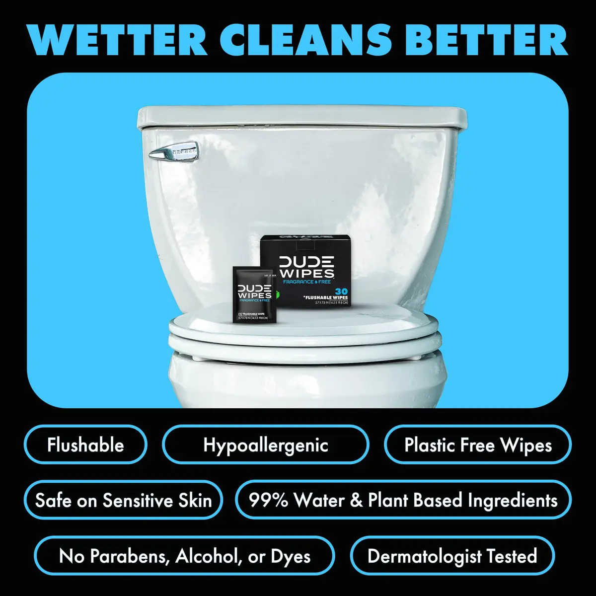 DUDE Wipes On-The-Go Unscented Adult Flushable Travel Wipes 30 Count | Plant-Based & Septic-Safe - view 3