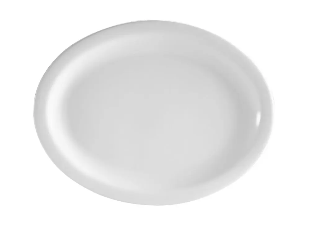 CAC China NRC-19 Narrow Rim 12-1/2-Inch by 10-1/8-Inch American White Stoneware Oval Platter | Durable, Oven & Dishwasher Safe - main product image