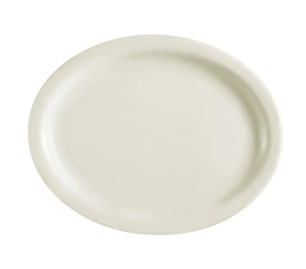 CAC China NRC-19 Narrow Rim 12-1/2-Inch by 10-1/8-Inch American White Stoneware Oval Platter | Durable, Oven & Dishwasher Safe - main product image