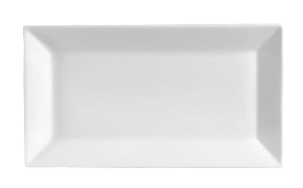 CAC China KSE-51 Kingsquare 14-1/2-Inch x 8-1/4-Inch Super White Porcelain Rectangular Platter | Modern & Durable - main product image
