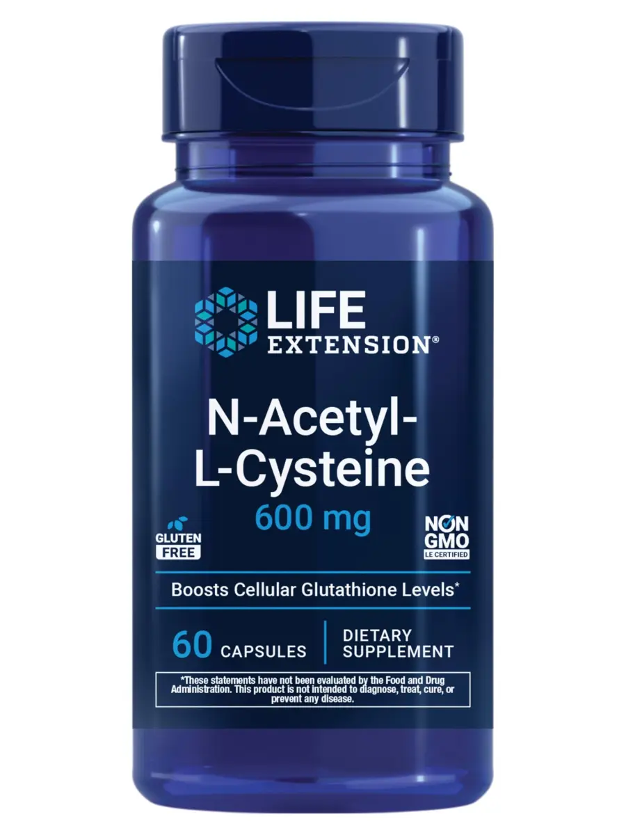 Life Extension N-Acetyl-L-Cysteine (NAC) 600 mg Capsules | Potent Antioxidant Support for Immune, Liver & Respiratory Health - main product image
