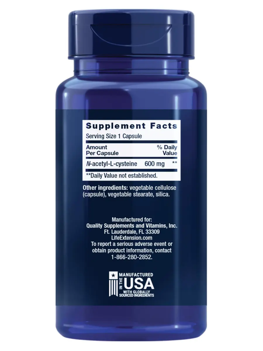 Life Extension N-Acetyl-L-Cysteine (NAC) 600 mg Capsules | Potent Antioxidant Support for Immune, Liver & Respiratory Health - view 2