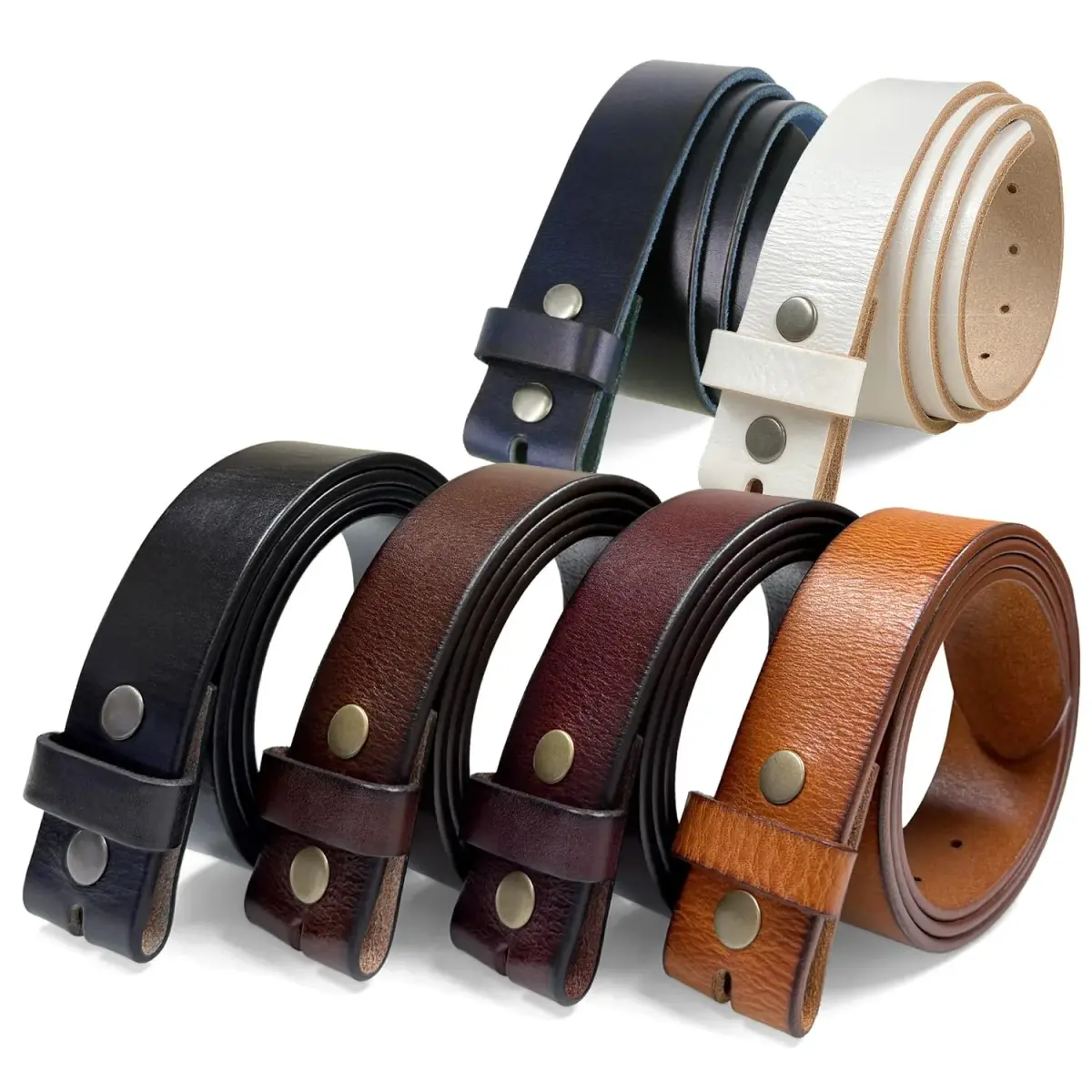 Belts.com Full Grain Leather Belt Strap 38mm (1.5") Black | Genuine Leather, Snap Buckle System - view 2